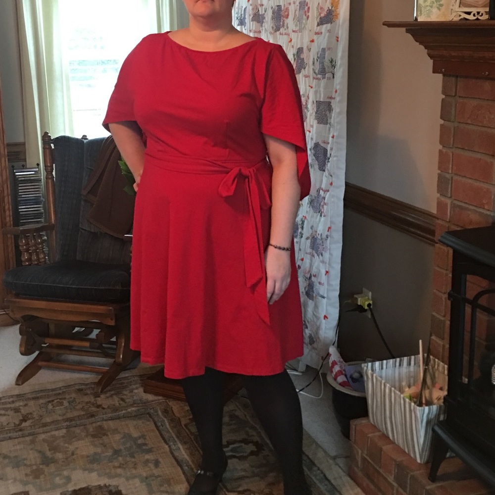 Red knit dress